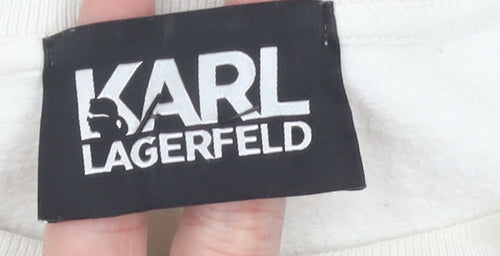 Karl Lagerfeld Women’s White Sweatshirt Medium Logo Detail