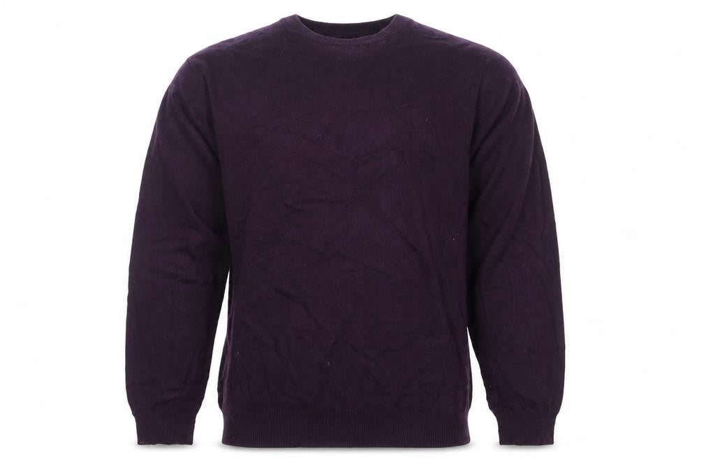 Marks and Spencer Mens Purple 2XL Cotton V-Neck Jumper