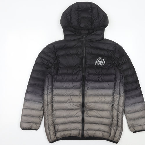 Kings Will Dream Boys Black Grey Puffer Jacket 14-15 Yrs Hooded Winter Coat
