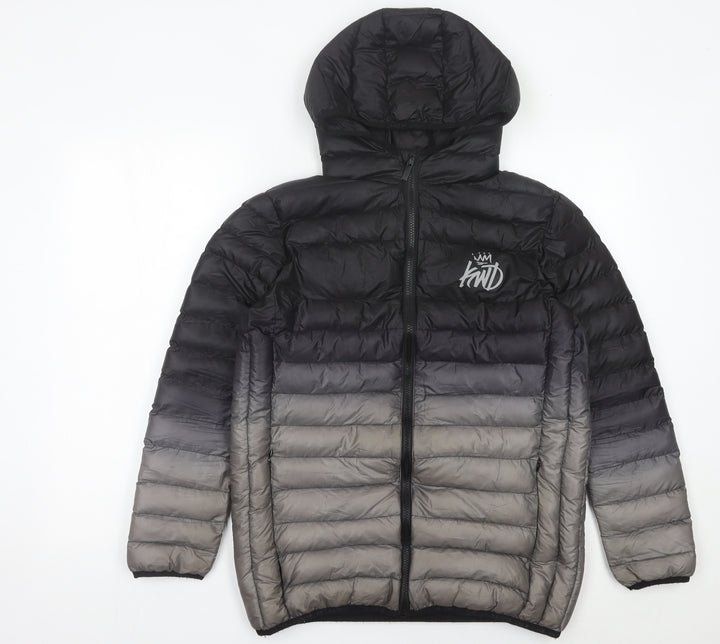 Kings Will Dream Boys Black Grey Puffer Jacket 14-15 Yrs Hooded Winter Coat