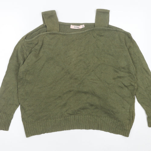 JustFab Women’s Green Cold Shoulder Knit Jumper Size M