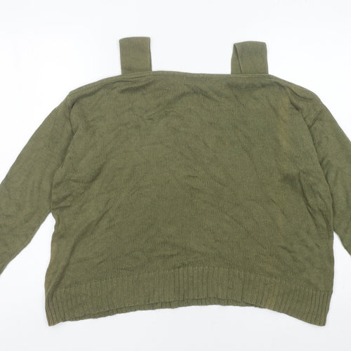 JustFab Women’s Green Cold Shoulder Knit Jumper Size M