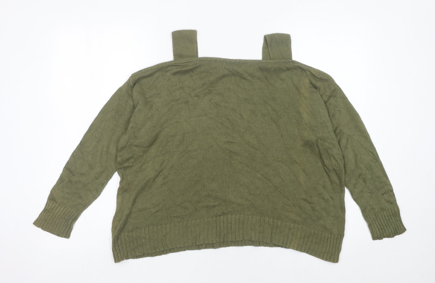 JustFab Women’s Green Cold Shoulder Knit Jumper Size M