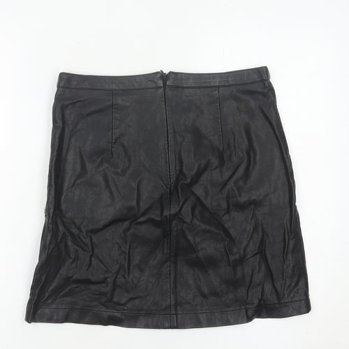 Next Womens Black Faux Leather Pencil Skirt Size 8 Knee Length