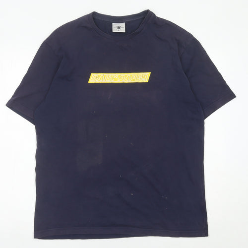 Daily Paper Men's Blue Cotton Graphic Print T-Shirt Size M