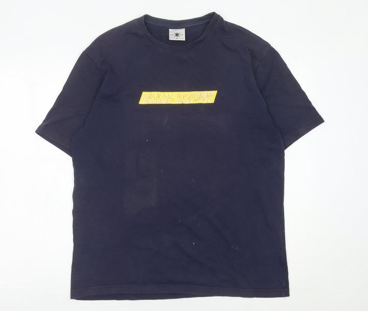 Daily Paper Men's Blue Cotton Graphic Print T-Shirt Size M
