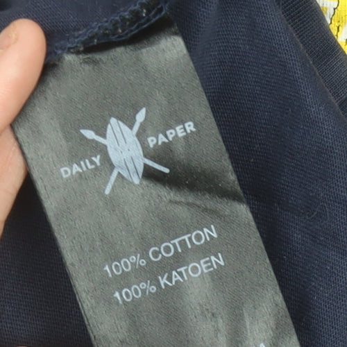 Daily Paper Men's Blue Cotton Graphic Print T-Shirt Size M