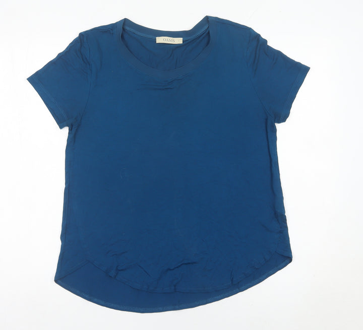 Oasis Women’s Blue Viscose Short Sleeve Basic T-Shirt Size L