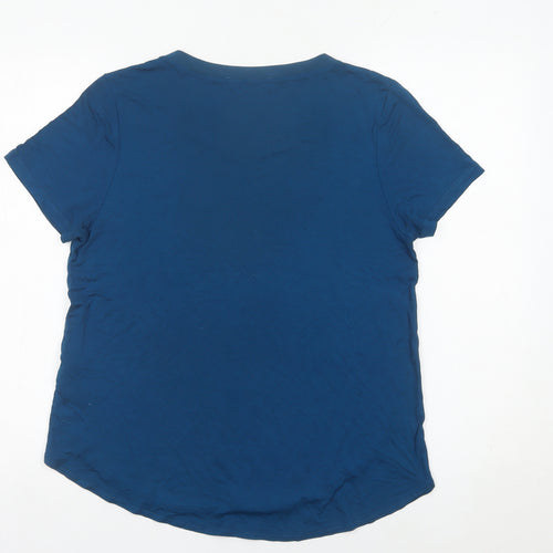 Oasis Women’s Blue Viscose Short Sleeve Basic T-Shirt Size L
