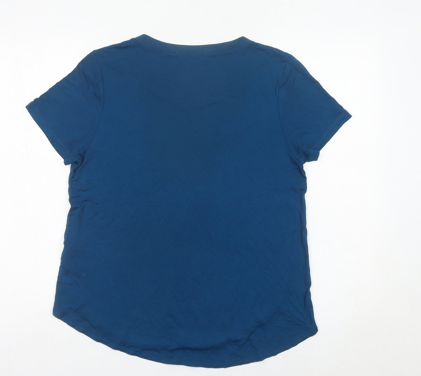 Oasis Women’s Blue Viscose Short Sleeve Basic T-Shirt Size L