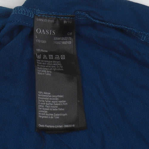 Oasis Women’s Blue Viscose Short Sleeve Basic T-Shirt Size L