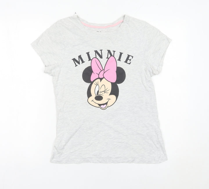 Disney Womens Grey Minnie Mouse T-Shirt 2XS Short Sleeve Casual
