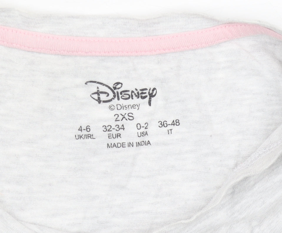 Disney Womens Grey Minnie Mouse T-Shirt 2XS Short Sleeve Casual