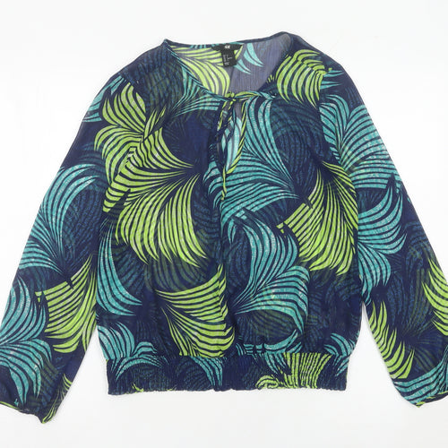 H&M Womens Multicoloured Tropical Sheer Tunic Blouse Size 8