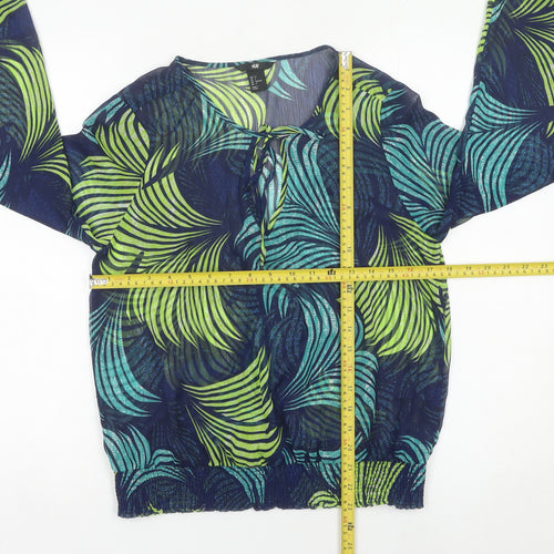 H&M Womens Multicoloured Tropical Sheer Tunic Blouse Size 8