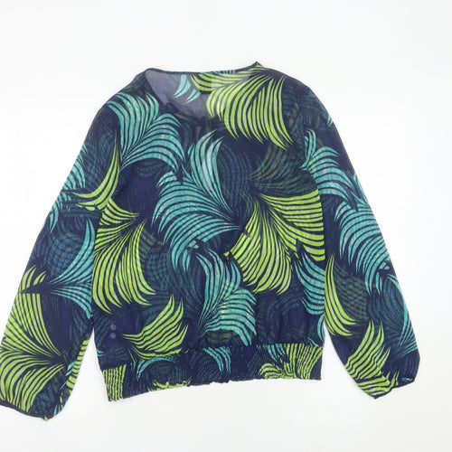 H&M Womens Multicoloured Tropical Sheer Tunic Blouse Size 8