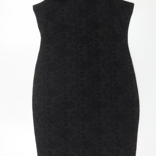 AX Paris Women Black Size 12 Sleeveless Bodycon Knee Length Party Dress