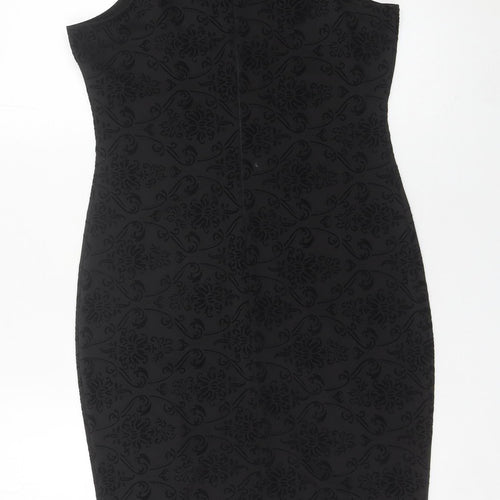 AX Paris Women Black Size 12 Sleeveless Bodycon Knee Length Party Dress