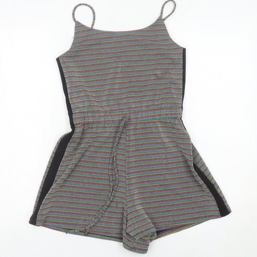 Topshop Women’s Multicoloured Striped Sleeveless Playsuit UK 8