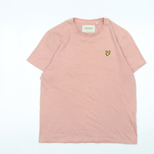Lyle & Scott Men's Pink Cotton Logo T-Shirt Size M Casual Crew Neck