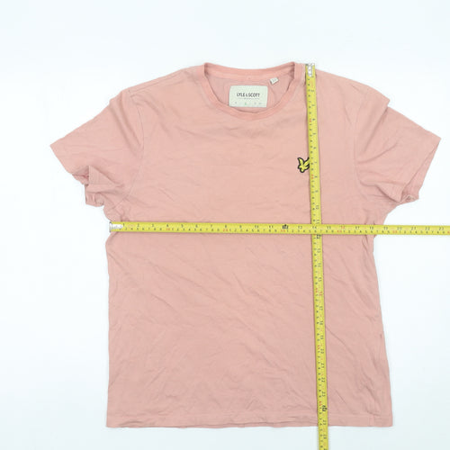 Lyle & Scott Men's Pink Cotton Logo T-Shirt Size M Casual Crew Neck