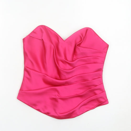 Tulipa Womens Pink Satin Strapless Sweetheart Blouse Size 12