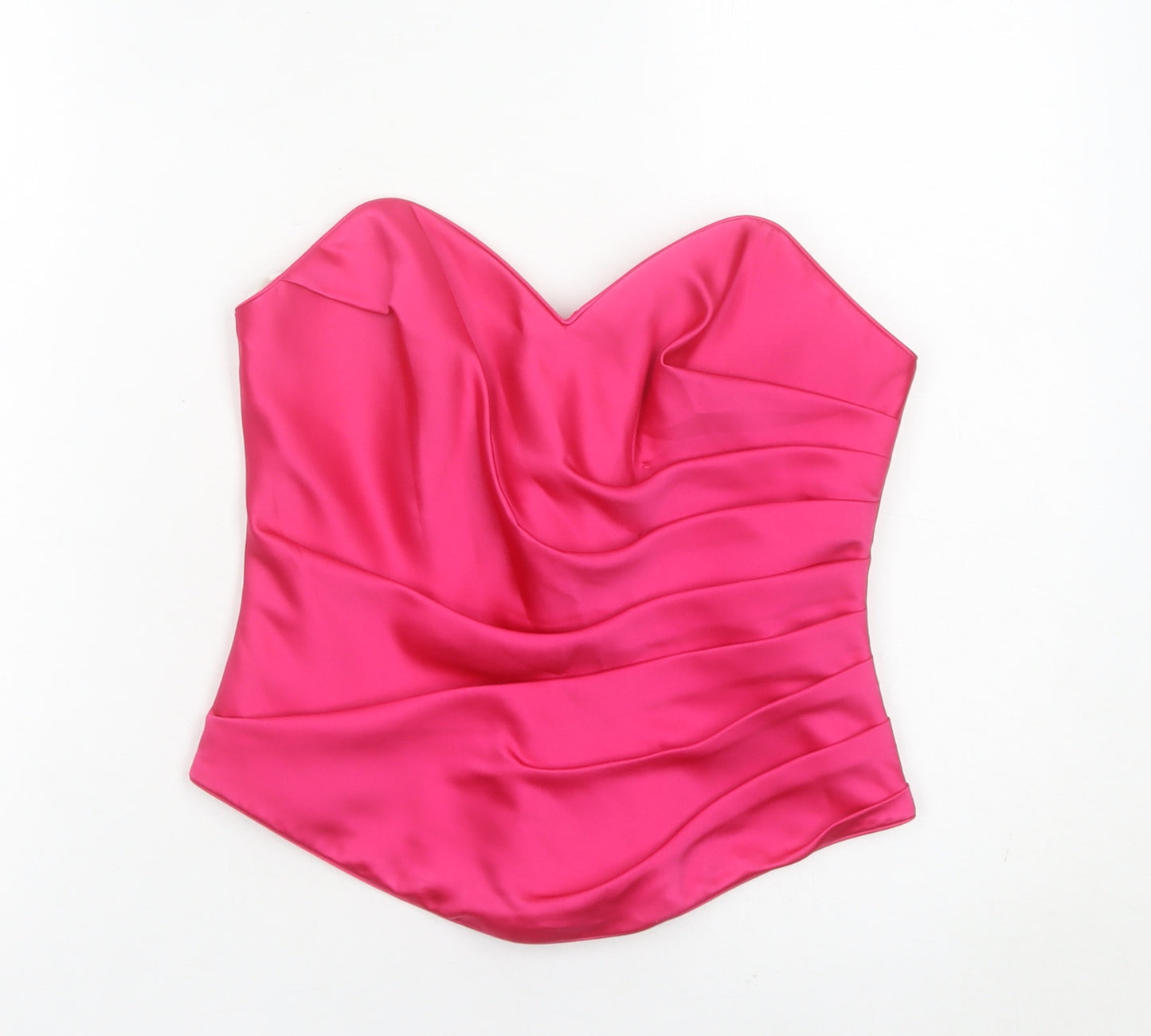 Tulipa Womens Pink Satin Strapless Sweetheart Blouse Size 12