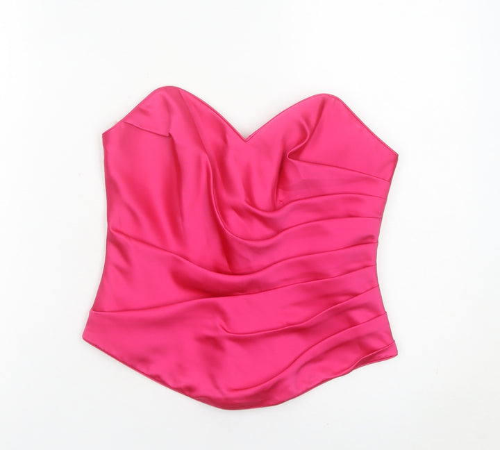 Tulipa Womens Pink Satin Strapless Sweetheart Blouse Size 12