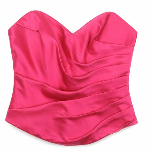 Tulipa Womens Pink Satin Strapless Sweetheart Blouse Size 12