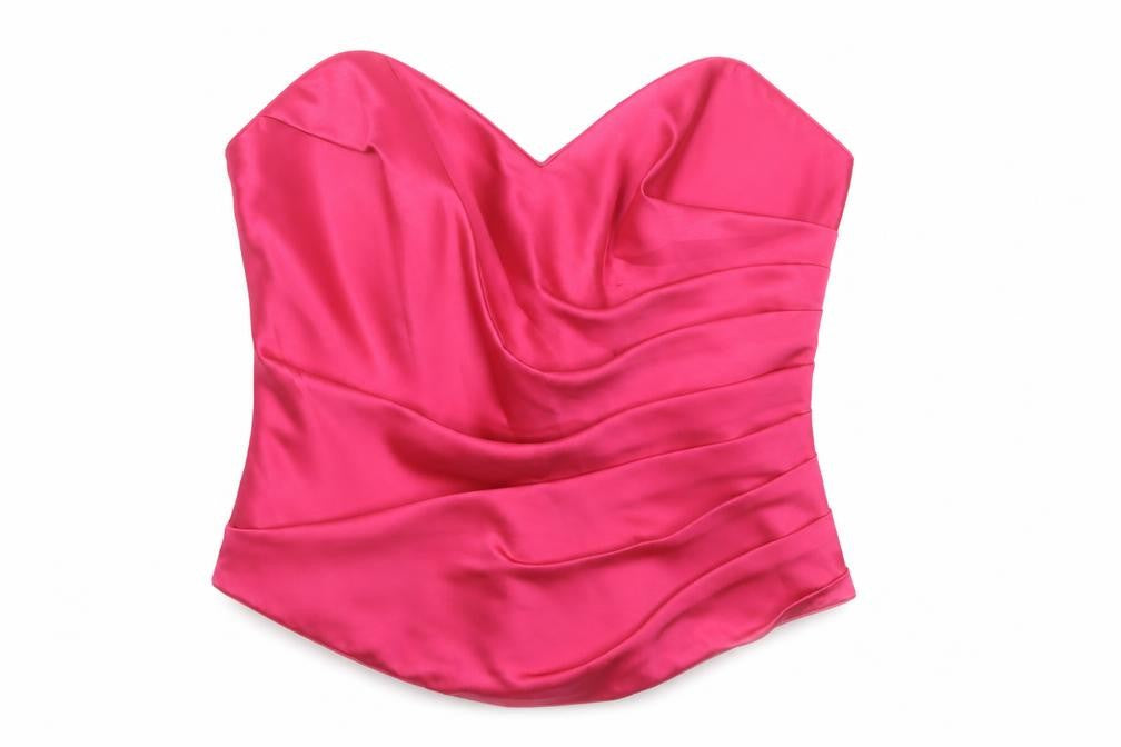 Tulipa Womens Pink Satin Strapless Sweetheart Blouse Size 12