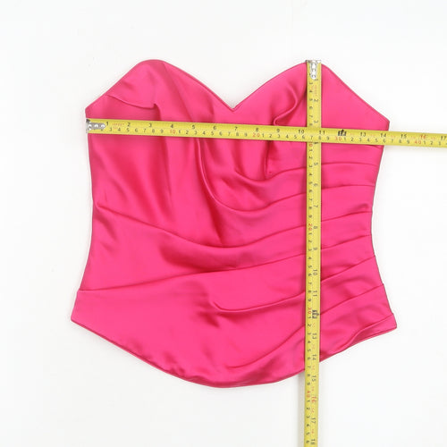 Tulipa Womens Pink Satin Strapless Sweetheart Blouse Size 12