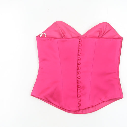 Tulipa Womens Pink Satin Strapless Sweetheart Blouse Size 12