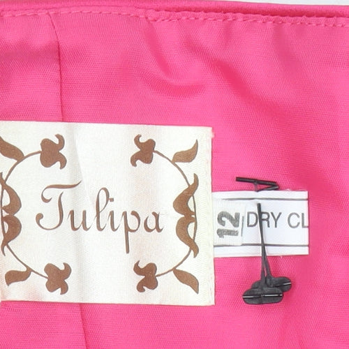 Tulipa Womens Pink Satin Strapless Sweetheart Blouse Size 12