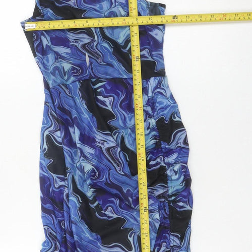NAANAA Womens Blue Size 8 Bodycon Mini Dress Ruched Strappy Clubwear
