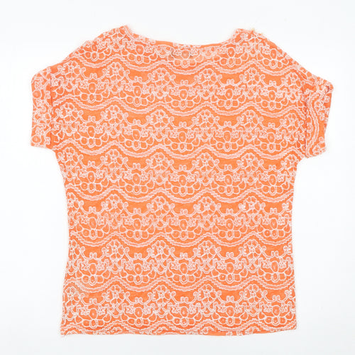 Klass Women’s Orange Lace Floral Short Sleeve T-Shirt Size L
