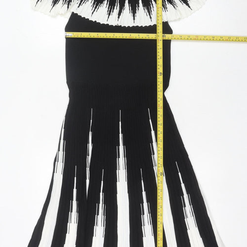 Lipsy Women’s Black White Striped One Shoulder Bodycon Dress Size 12