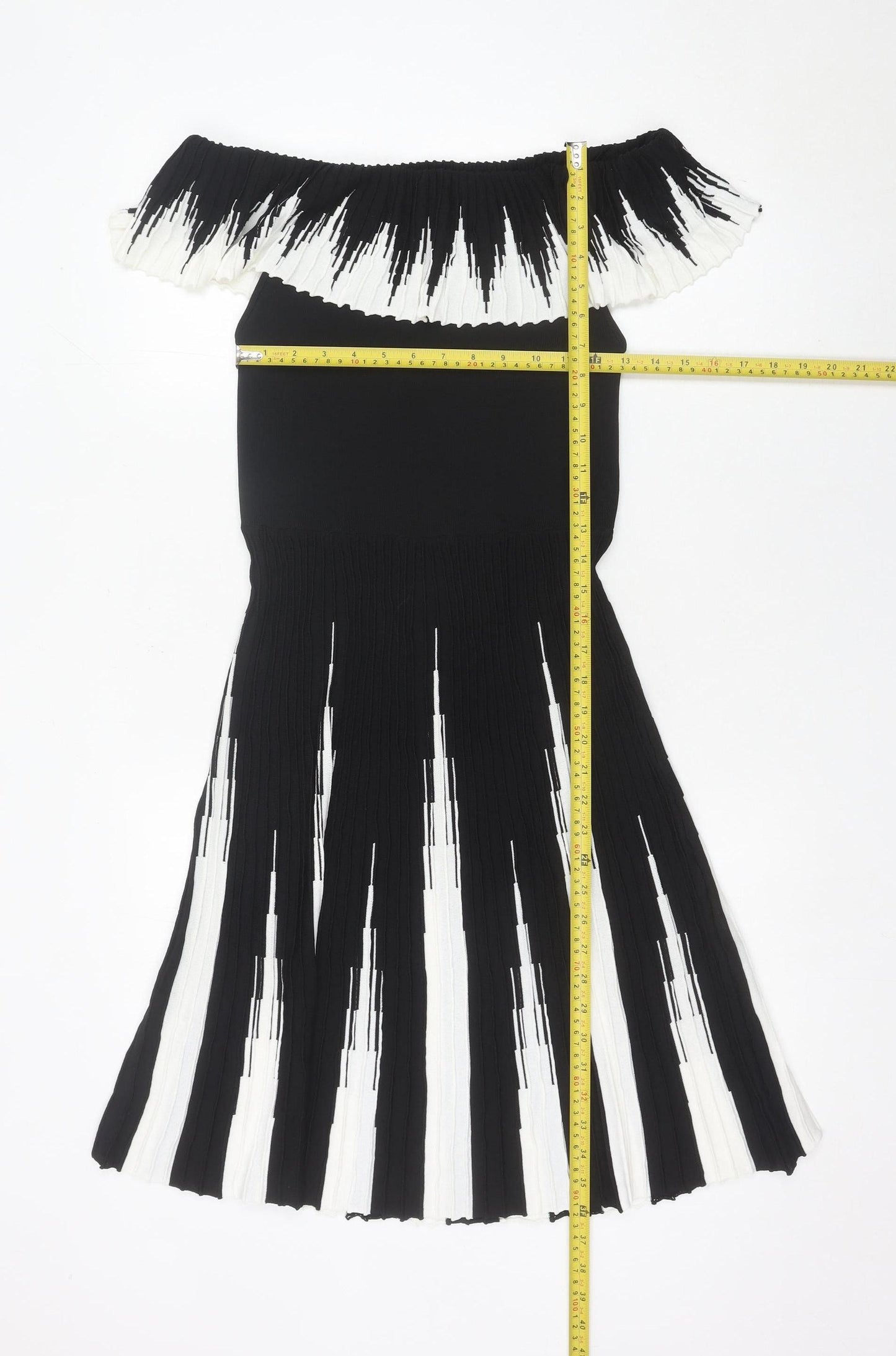 Lipsy Women’s Black White Striped One Shoulder Bodycon Dress Size 12