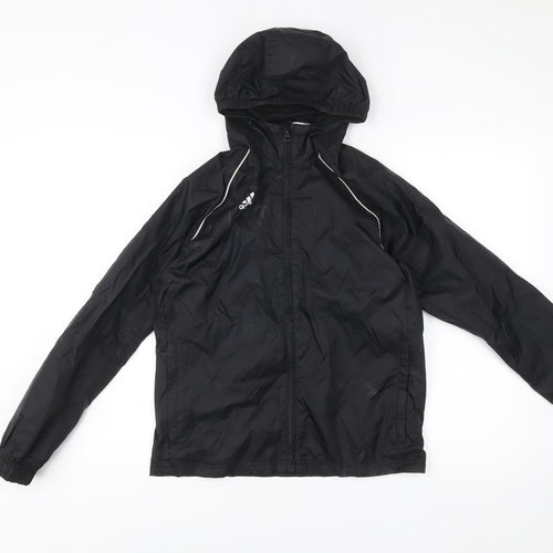 Adidas Boys Black 12 Years Windbreaker Jacket Hooded Sports Coat