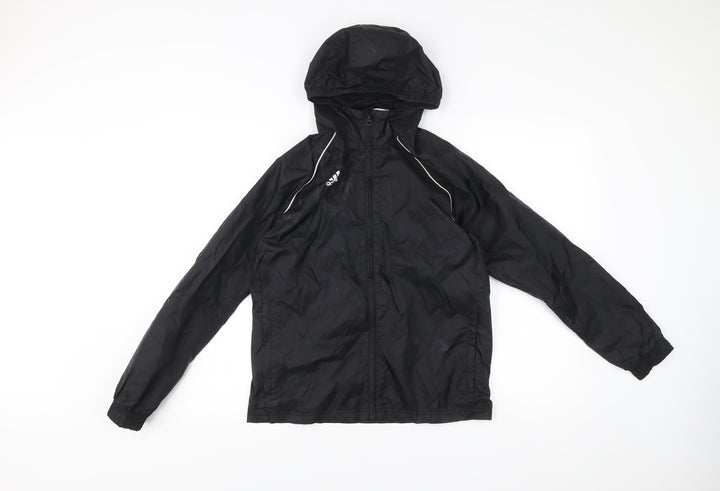 Adidas Boys Black 12 Years Windbreaker Jacket Hooded Sports Coat