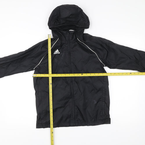 Adidas Boys Black 12 Years Windbreaker Jacket Hooded Sports Coat
