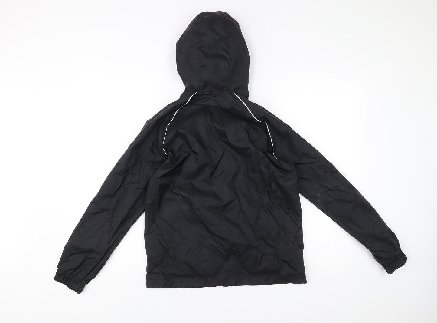 Adidas Boys Black 12 Years Windbreaker Jacket Hooded Sports Coat