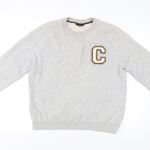 Calvin Klein Mens Grey Medium Crew Neck Sweatshirt Embroidered Logo