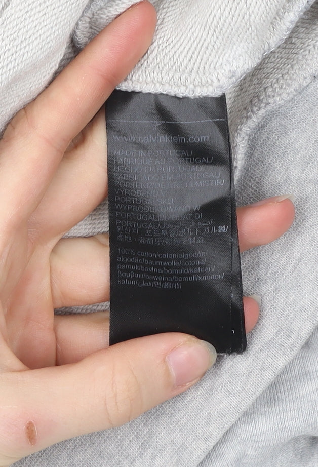 Calvin Klein Mens Grey Medium Crew Neck Sweatshirt Embroidered Logo