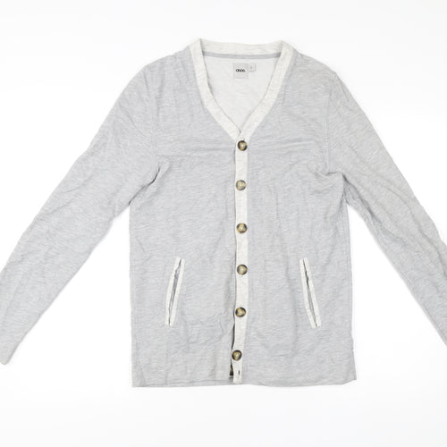 ASOS Men’s Grey Cotton Cardigan S V-Neck Button Casual Workwear