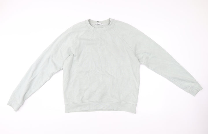 Zara Mens Grey Cotton Crew Neck Pullover Sweatshirt Size S