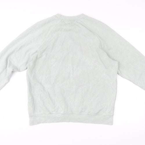 Zara Mens Grey Cotton Crew Neck Pullover Sweatshirt Size S