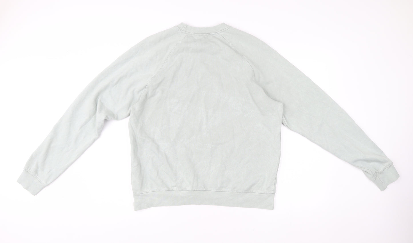 Zara Mens Grey Cotton Crew Neck Pullover Sweatshirt Size S