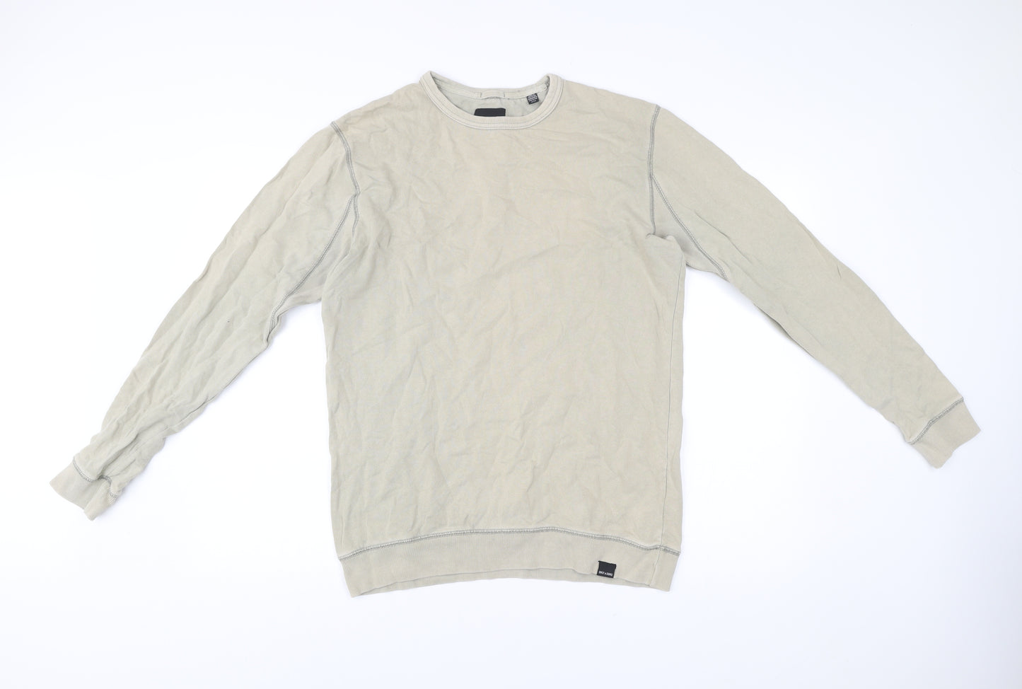 ONLY & SONS Men's Beige Cotton Pullover Sweatshirt Size M