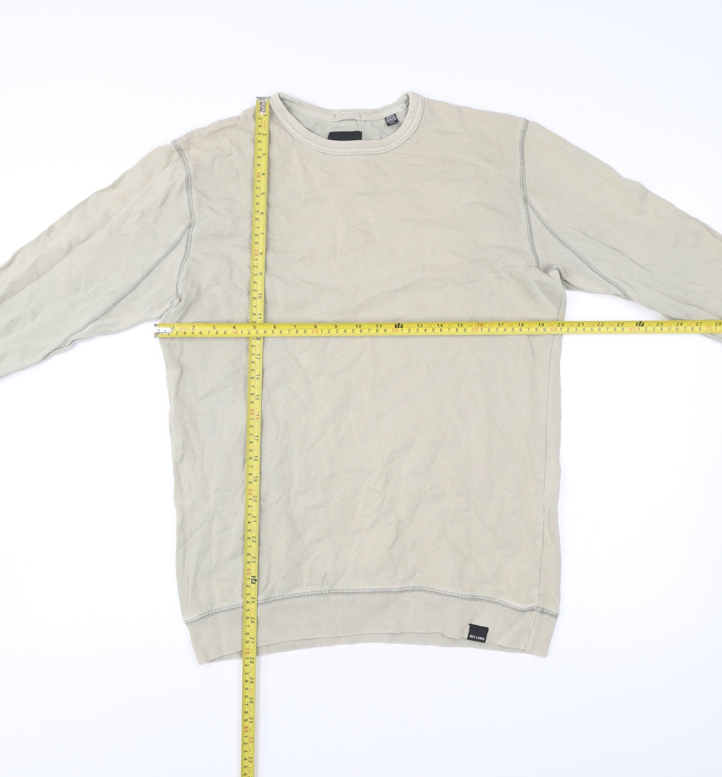 ONLY & SONS Men's Beige Cotton Pullover Sweatshirt Size M