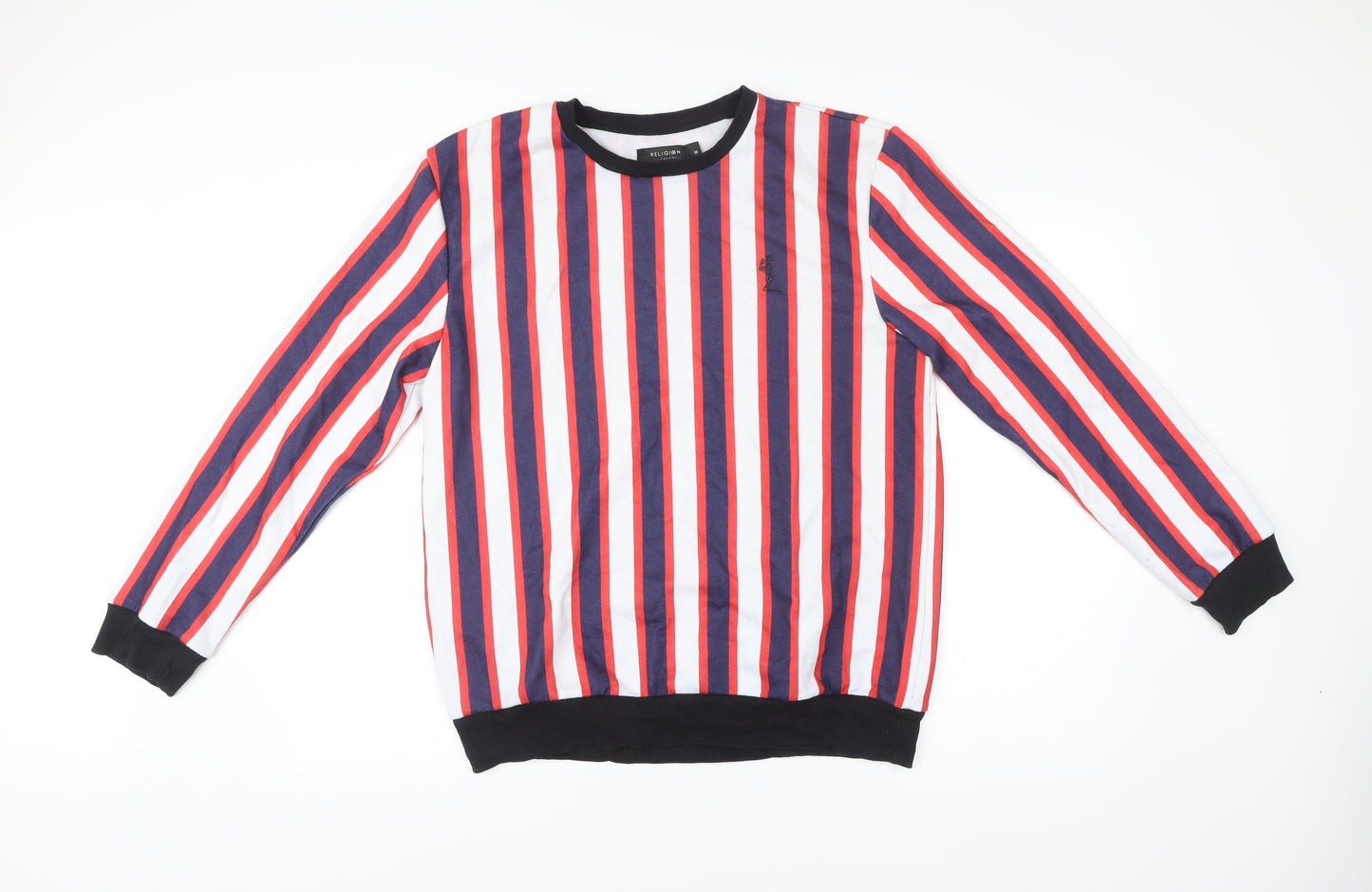 Religion London Mens Striped Multicoloured Pullover Sweatshirt Size M